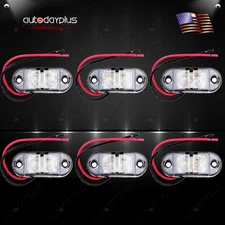 6x White 2.5" Clearance LED Light Mount Side Marker Lights Trailer Universal