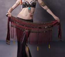 Mult Color Chffon Belly Dance Hp Wrap Scarf Con Sequn Wastband