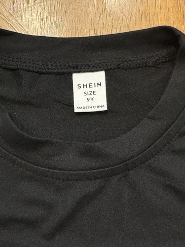 Shein Girls Size 9Y Black Short Sleeve Tee With Sequin Stars Blue Gold Pink NEW - Picture 5 of 8