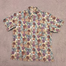 Vtg 80s Mens Large Multicolored Short Sleeve Button Up Hawaiian Luau Camp Shirt