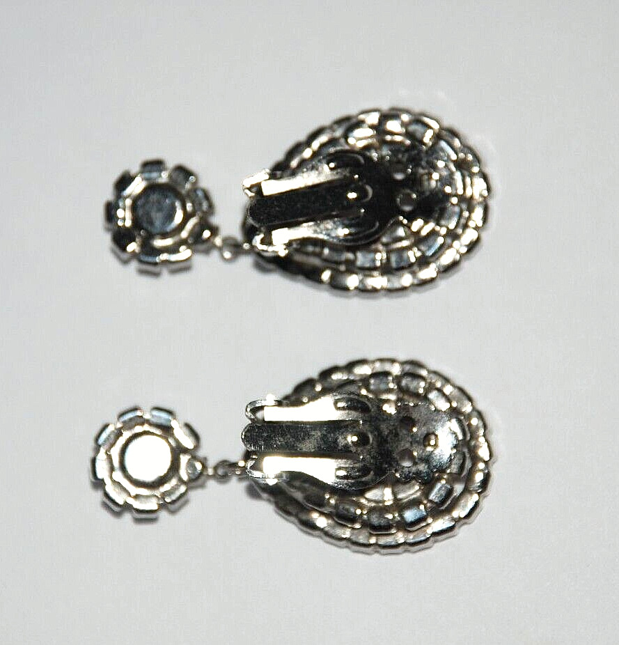1960's Statement Drop Dangle Earrings Sparkly Rhi… - image 5
