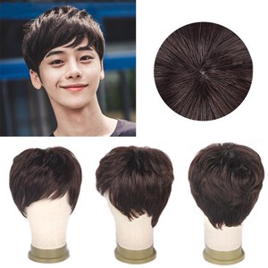 New Handsome Men Real Human Hair Full Wigs Side Bangs Wig Cosplay