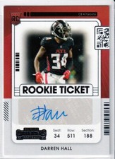 2021 Panini Contenders #200A Darren Hall RC AUTO - Atlanta Falcons