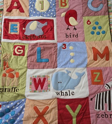 RARE VTG COCALO 9 Piece Alphabet Soup / Numbers Striped Animals Nursery Bedding