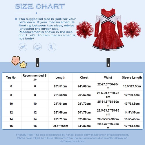Girls Kids Pompoms Cheerleading Dress Festival Costume Cosplay Dresses AU - Picture 23 of 25