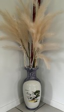 Vintage Chinese Ceramic Vase Large Hand Painted Cranes Pine Landscape Design