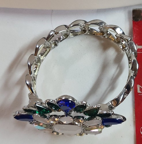 Authentic Cookie Lee Vintage Style Crystal Flower Rhinestones Stretch Bracelet - Picture 9 of 15