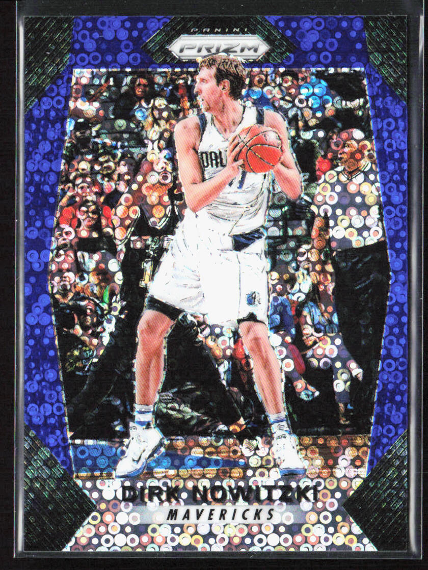 2017-18 Panini Prizm Dirk Nowitzki Fast Break Blue Disco /175 #91 Mavs