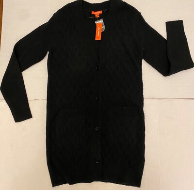 Joe Fresh women's XS Black Waffle Knit Button up Sweater NEW