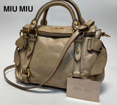 miu miu Vitello Luxe archive Leather 2way shoulder bag beige miu miu Vitello Luxe archive Leather 2way shoulder bag beige
