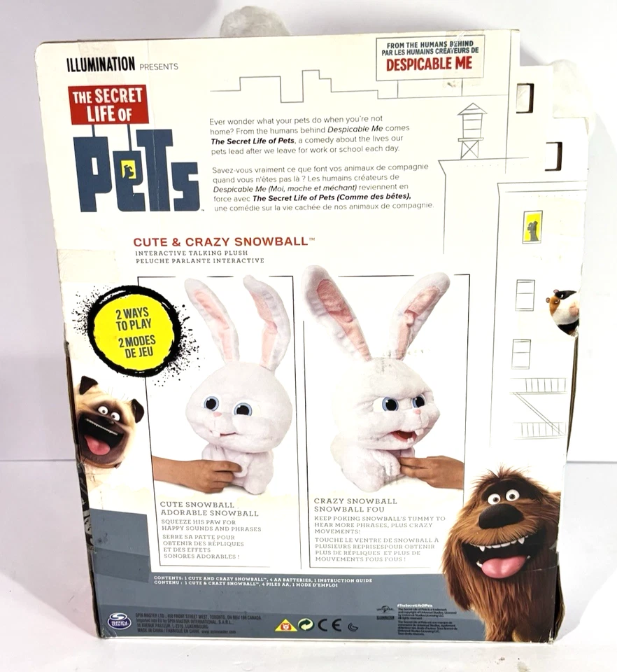 The Secret Life of Pets Cute & Crazy Snowball Interactive Talking Plush NIB - Image 4 of 4
