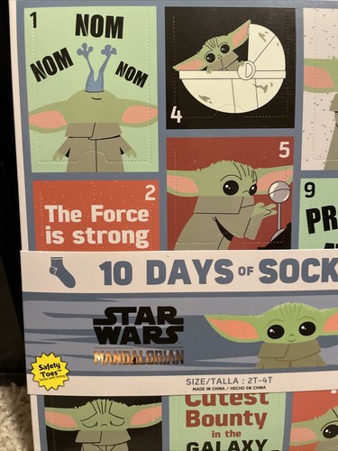 Star Wars Mandalorian Baby Yoda Toddler 10 Days of Socks Advent Calendar 2T- 4T - Picture 3 of 10