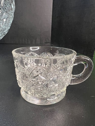 Vintage LE Smith Daisy And Button Glass Punch Bowl Set Mid-Century 18 Cups - Picture 13 of 23
