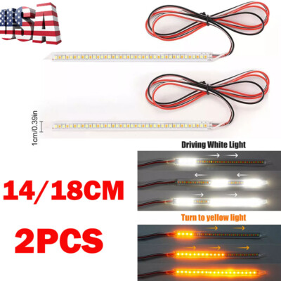 2PCS 14/18cm LED Car Side Mirror Lamp Strip Turn Signal Indicator -Dynamic Light