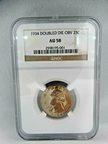1934 DOUBLE DIE OBV 25C AU58 NGC