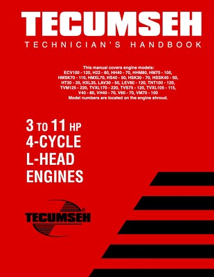 Techumseh Engine Technicians Handbook - 3 to 11HP 4-Cycle L-Head Engines
