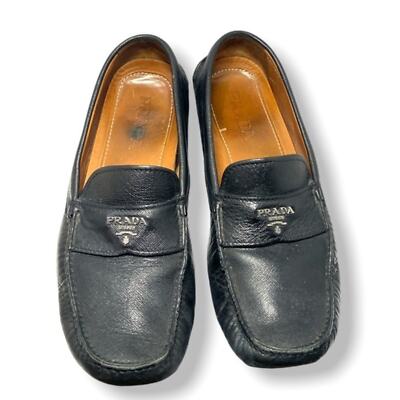 Prada Black Leather Logo Embossed Men’s Slip On Loafers, Sz 8.5 Prada | Shoes | Prada Black Leather Logo Embossed Mens Slip  main image 2