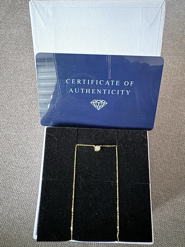 "Collar solitario de diamantes de oro amarillo de 14 k para mujer, 18"" regalo para mujer" Foto 4 de 4