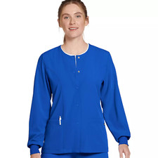 NWT Jockey Scrubs Blue Classic Round Neckline Snap Jacket Size 2X