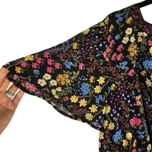 Sugarlips Black Floral V-Neck Romper Sz 3X Flutter Sleeves Whimsigoth Romantic - Picture 5 of 13