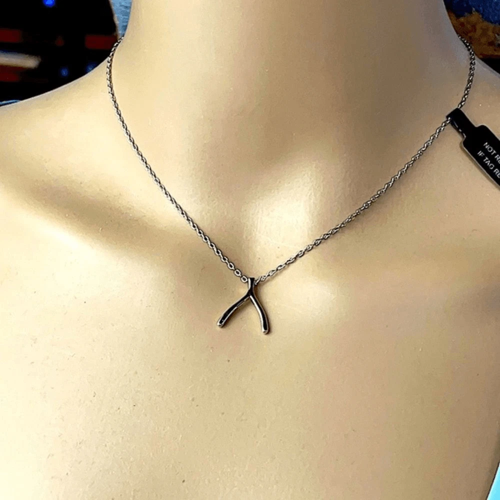 Shine Bright Sterling forever wishbone necklace NWT