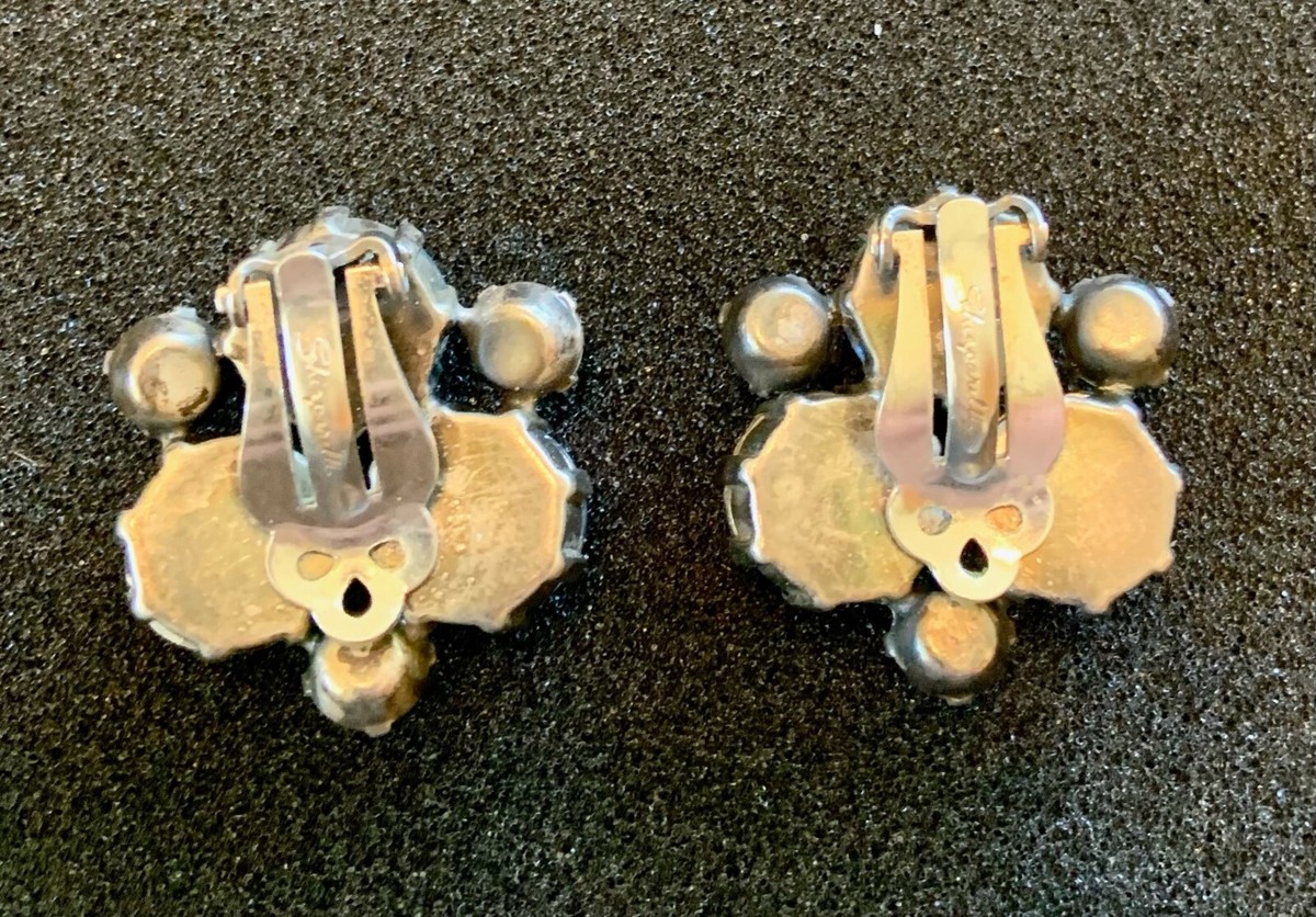 Vintage Elsa Schiaparelli Signed Clip Earrings, Patent No. 156452