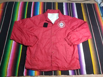 Vintage 80s Soccer Coach Windbreaker Red Jacket Size Medium Chest 20.5 Length 27