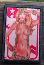 Soldier Girl Pinup Morale Patch Hook and Loop Army Sexy Custom Tactical 2A