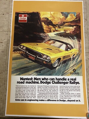 小物 CHALLENGER POSTER Dodge Challenger Rallye Vintage Car Poster Advertisement Z602 | eBay