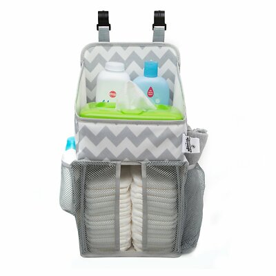 Diaper Caddy and Nursery Organizer for Newborn Baby Essentials, Chevron Pattern