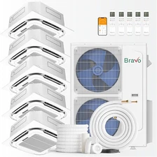 42000 BTU Five Zone 9+9+9+9+12 BTU Ceiling Cassette Mini Split A/C and Heater