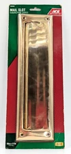 NOS! Solid Brass Mail Slot, Bright Brass Finish, 2" x 11", ACE Hardware