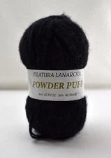 Filatura Lanarota Powder Puff Acrylic Mohair Yarn - 1 Skein Black #217