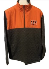 NWT G-III Cincinnati Bengals Men's Quilted Half Zip Pullover Black Orange Large