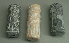 Ancient Near Eastern Cylindrical Bead Seal With Impressions lot of 3