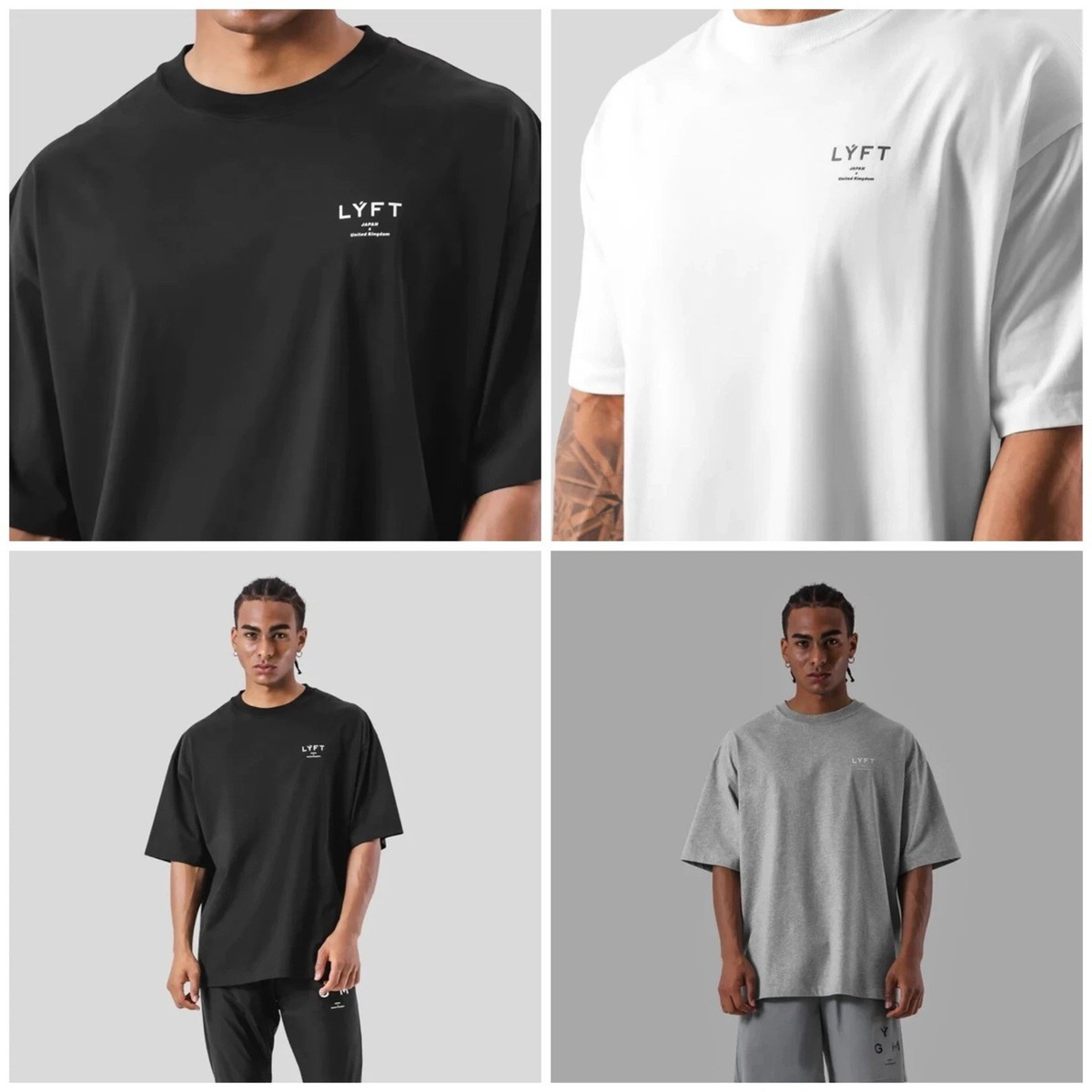 Mens LYFT Oversized T-Shirt Loose Short Sleeve Fitness Longline 