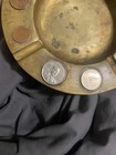 Round Brass-Colored Metal Ashtray w/ 1960’s Afghanistan Embedded Coins — photo 4