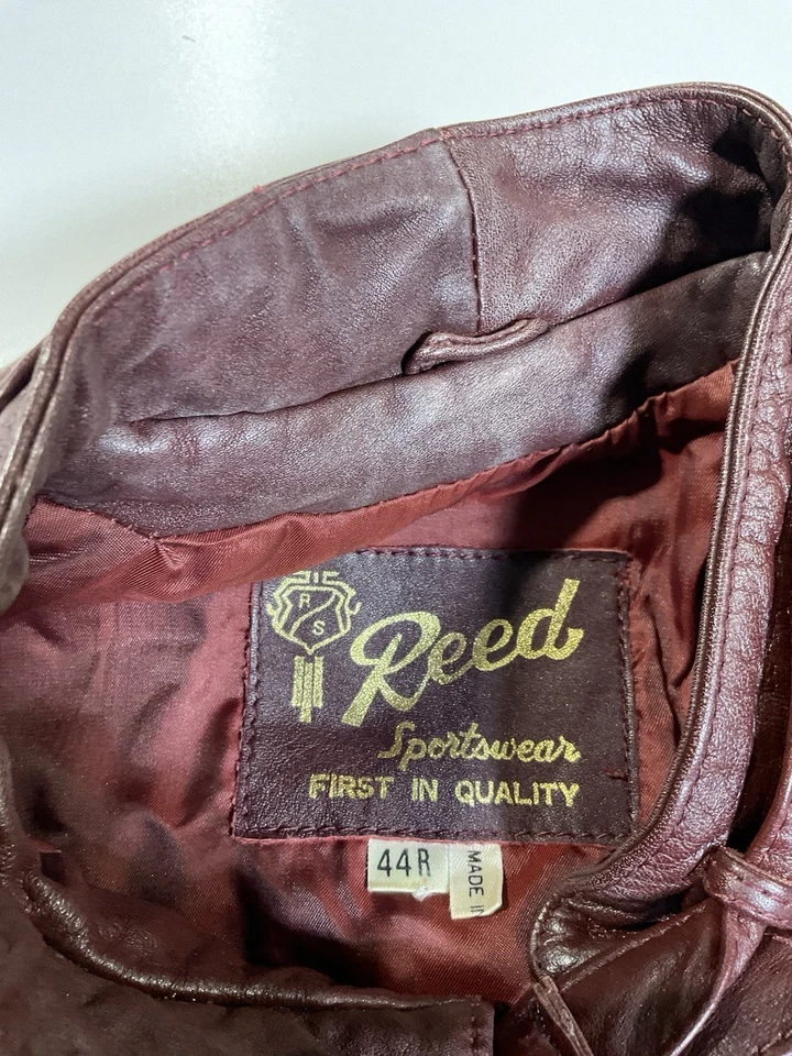 Vintage Reed Sportswear Red Leather Bomber Jacket Sz 44 70s 80s - Image 4 of 4