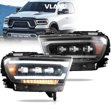 VLAND LED Projector Headlights For 2019-2024 Dodge Ram 1500 W/Sequential Signals