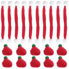 20 Pcs Mini Scarf Christmas Doll Hat Knitting Hats Miniature for Crafts