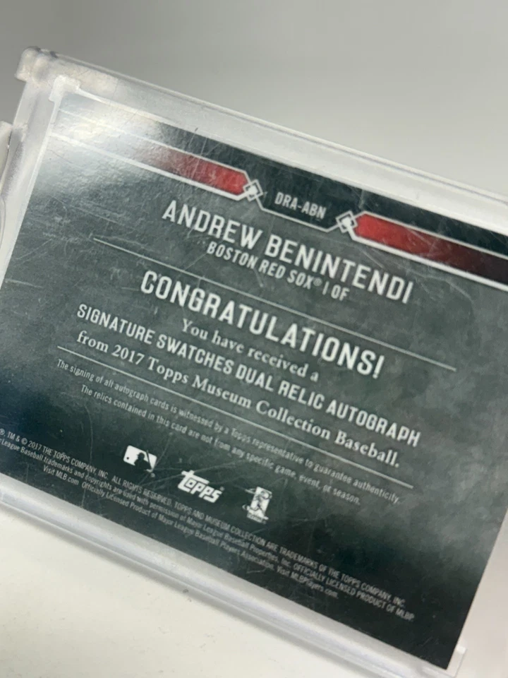 2017 Topps Museum Collection Andrew Benintendi Dual Relic Auto 72/299 Red Sox - Image 3 of 4