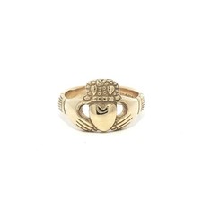Classic Solid 9k Yellow Gold Claddagh Heart  Crown Irish Band Ring