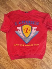 Vintage Z Cavaricci Short Sleeve Sweatshirt Mens Lg Red Pullover Made in USA 90s