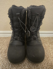 THERMOLITE Unisex Kids Snow Boots Lined Lace-Up Black Mid-Calf Size 2