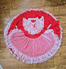 Vintage Pageant Party Dress Girls Size 8 Red Lace Ruffled Full Circle