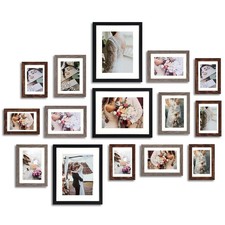 Picture Frames Set, 15 Pack Wall Frame Set in 3 Different Finishes with Mat f...