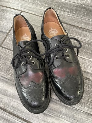John Fluevog Classic Wingtipped Derby Oxford Lug Shoes Size 12  Black Burgundy
