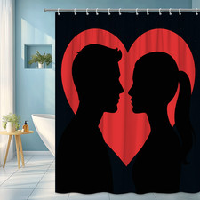 Romantic Red Heart Shower Curtain for Valentine's Day