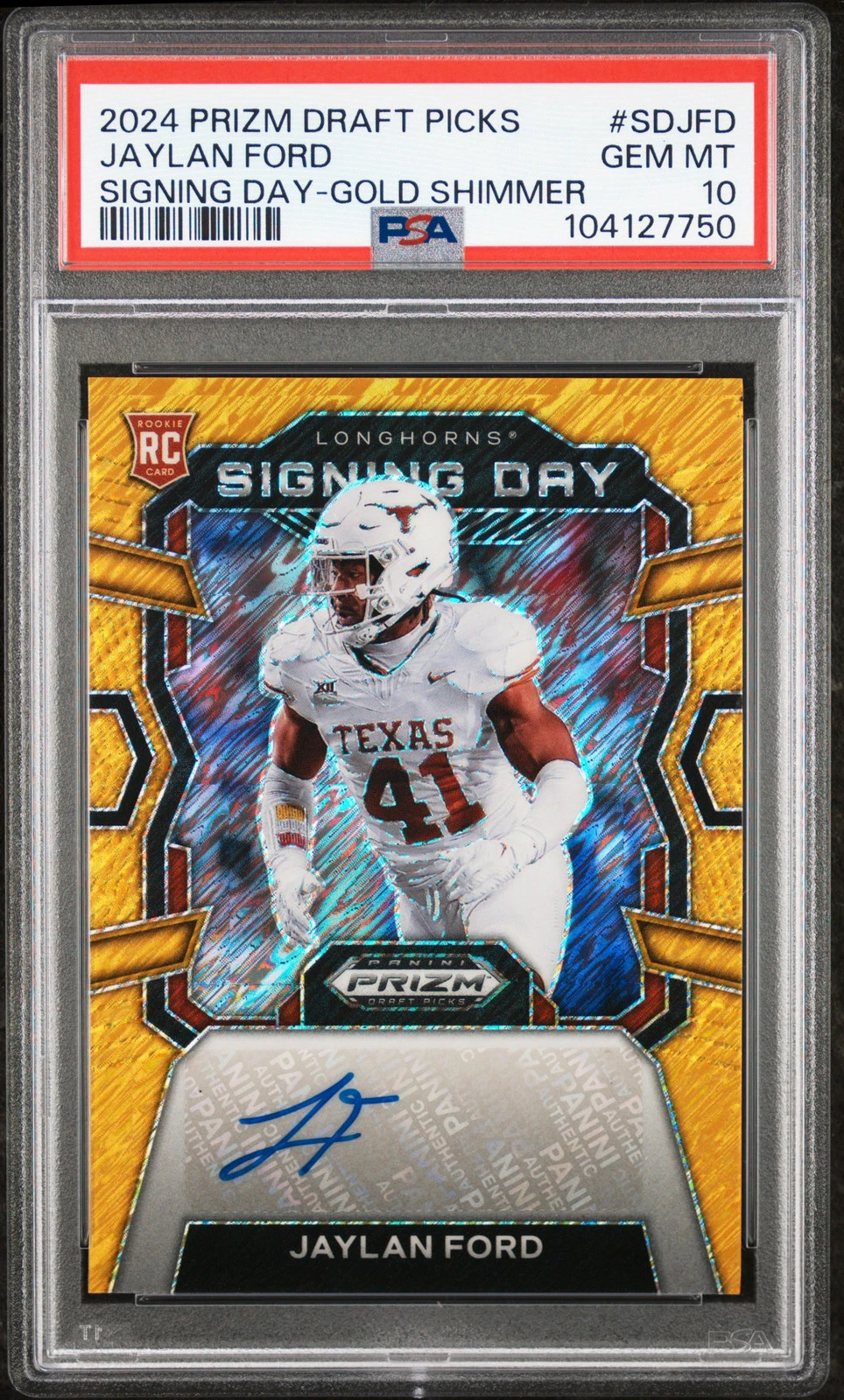Jaylan Ford Panini Prizm Draft Picks Signing Day #SDJFD Gold Shimmer