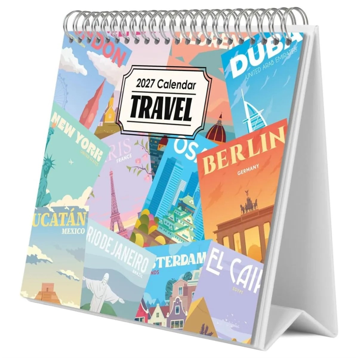 Grupo Erik Travel Desk Calendar 2027 UK - Travel Gifts for Women & Men | Travel Calendar 2027 | 12 Month Desktop Calendar 2027 Month to View, Weekly Desk Planner | Wanderlust Travel Lover Gifts - Image 2
